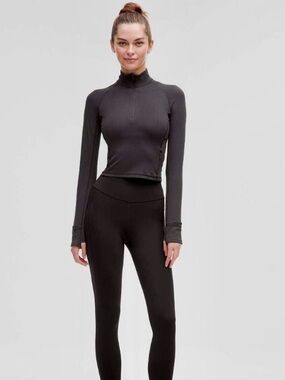 lululemon athletica It’s Rulu? Run Ribbed Cropped Half Zip NWT
